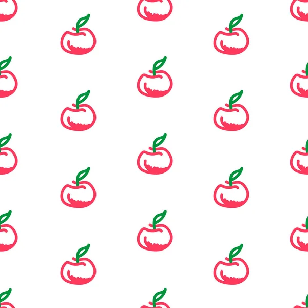 Apple Sömlösa Mönster Vit Bakgrund Frukt Sömlösa Mönster Minimalistiska Mönster — Stockfoto
