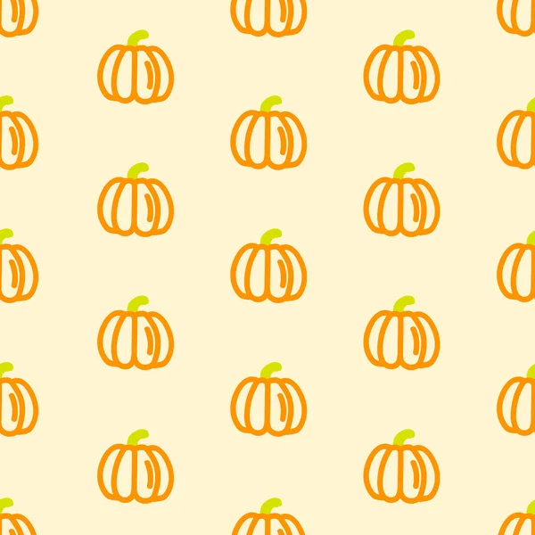 Pumpkin seamless pattern on yellow background. Vegetables seamless pattern. Minimalistic pattern