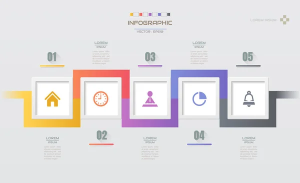 Infographics Design Template Icons Process Diagram Vector Eps10 Illustration — Stock Vector