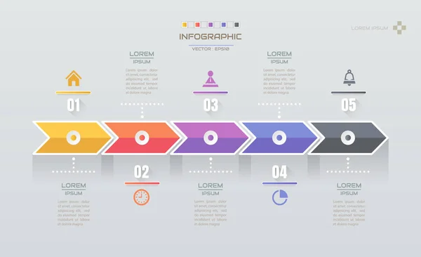 Infographics Design Mall Med Ikoner Processdiagram Vektor Eps10 Illustration — Stock vektor