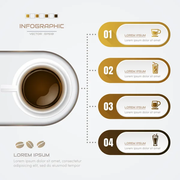 Infografica Modello Design Del Caffè Con Icone Diagramma Processo Eps10 — Vettoriale Stock