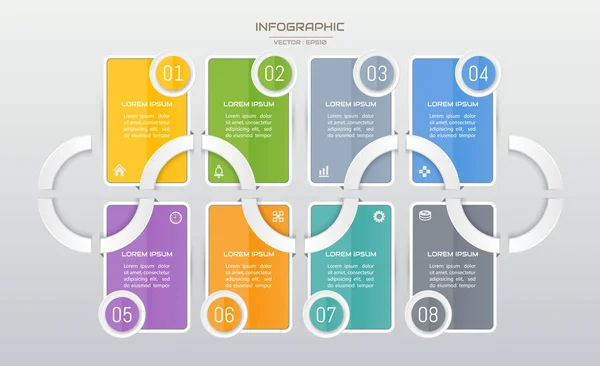 Infographics Design Mall Med Ikoner Processdiagram Vektor Eps10 Illustration — Stock vektor