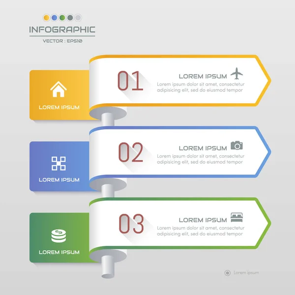 Infographics Design Mall Med Ikoner Processdiagram Vektor Eps10 Illustration — Stock vektor