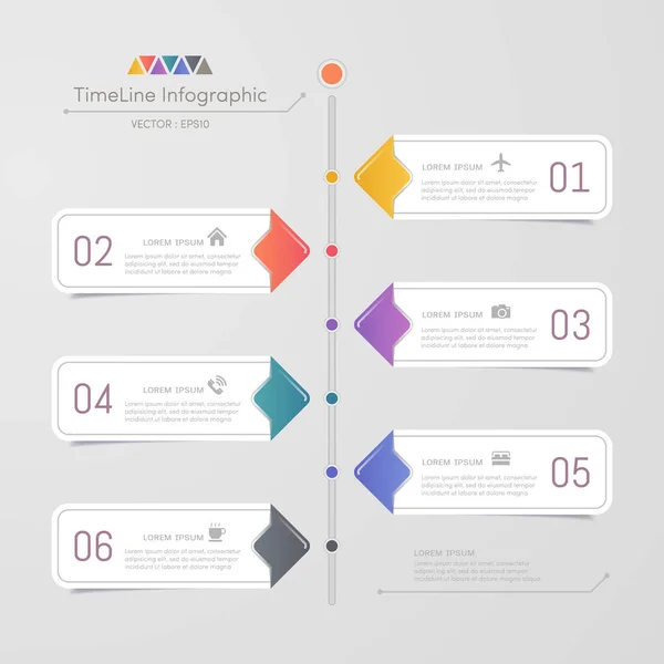 Tidslinjen Infographics Formgivningsmall Med Ikoner Processdiagram Eps10 Vektorillustration — Stock vektor