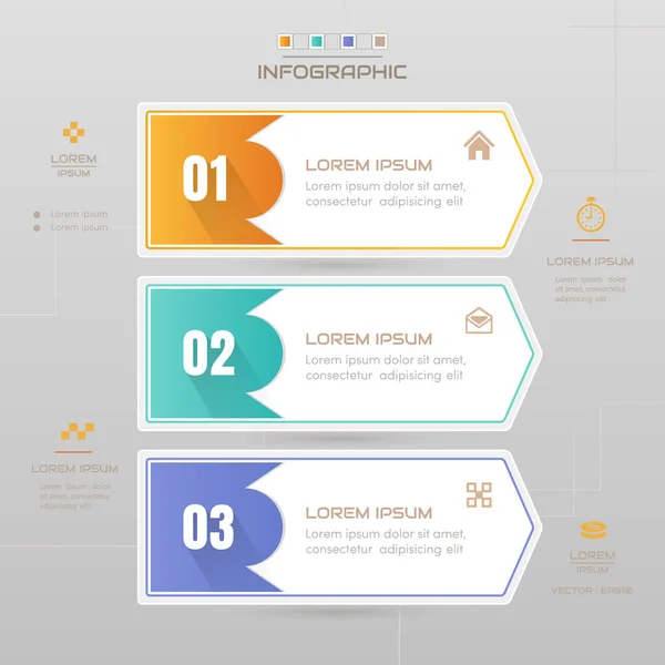 Plantilla Diseño Infografías Con Iconos Diagrama Proceso Ilustración Vectorial Eps10 — Vector de stock