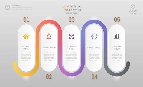 Plantilla de diseño de infografías con iconos, diagrama de proceso, vector — Archivo Imágenes Vectoriales