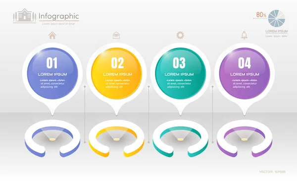 Modelo de design de infográficos com ícones, diagrama de processo, vetor — Vetor de Stock