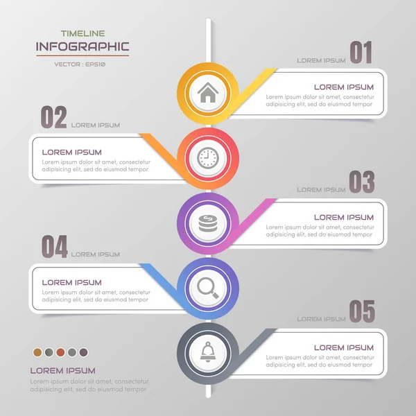 Tidslinjen infographics formgivningsmall med ikoner, processen diagra — Stock vektor