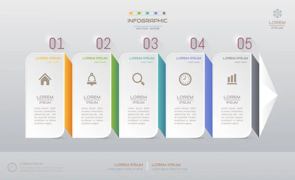 Modello di progettazione infografica con icone, diagramma di processo, vettore — Vettoriale Stock