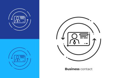 İş temas sanat simge, dijital kartvizit vektör sanat, anahat çevrimiçi profil illüstrasyon