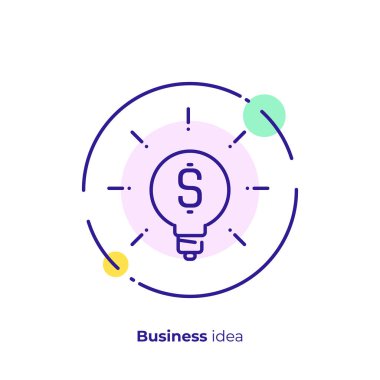İş fikri satırı sanat simgesi, yatırım beyin fırtınası vektör sanat, anahat finans konsept illüstrasyon