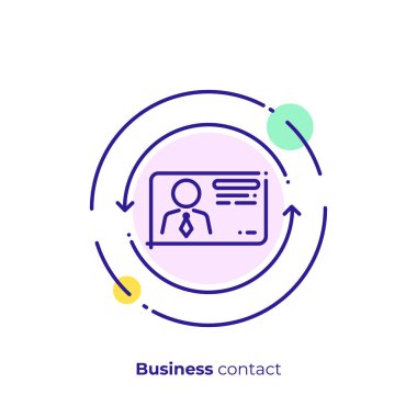 İş temas sanat simge, dijital kartvizit vektör sanat, anahat çevrimiçi profil illüstrasyon