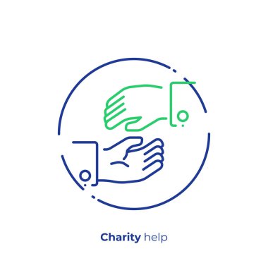 hat sanatı eller yardım. Yardım kolu. Takım oluşturma. Modern lineart tarzı ölçeklenebilir vektör simgesi. anahat öğelerini vektör çizim.