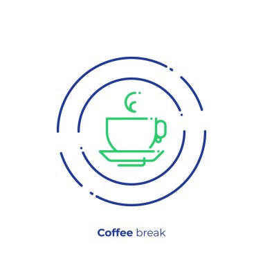 Çay saat hattı sanat simge, kahve fren vektör art, anahat almak bir dinlenme illüstrasyon