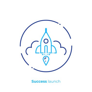 İş başlangıç satırı sanat simgesi, vektör sanat, yükselen yatırım anahat finans boost illüstrasyon