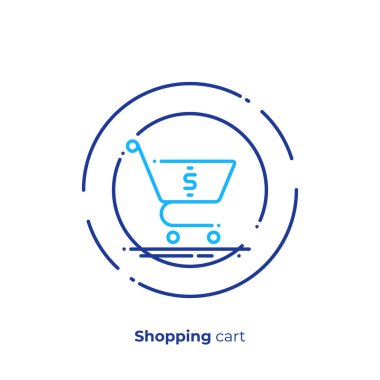 Alışveriş sepeti satırı sanat simgesi, piyasa satış vektör sanat, anahat online Sat illüstrasyon