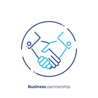 hat sanatı el sıkışma. Takım oluşturma. Modern lineart tarzı ölçeklenebilir vektör simgesi. anahat öğelerini vektör çizim.