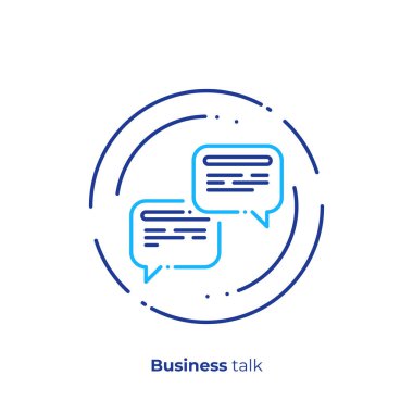 Ekonomi tartışma satırı sanat simgesi, iş konuşmak vektör sanat, anahat dijital iletişim illüstrasyon