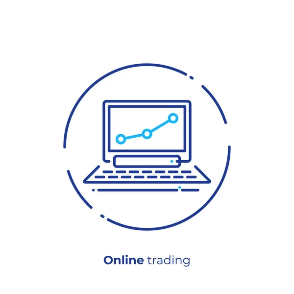 Zdalnego Inwestycji Linii Sztuki Ikonę Grafikę Wektorową Notebook Finansów Zarys — Wektor stockowy