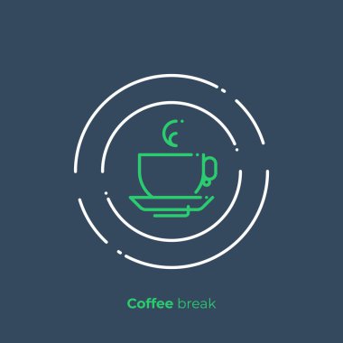 Çay saat hattı sanat simge, kahve fren vektör art, anahat almak bir dinlenme illüstrasyon