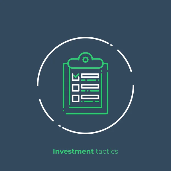 Business Targets Checklist Line Art Icon Digital Investment Schedule Vector — Stock Vector