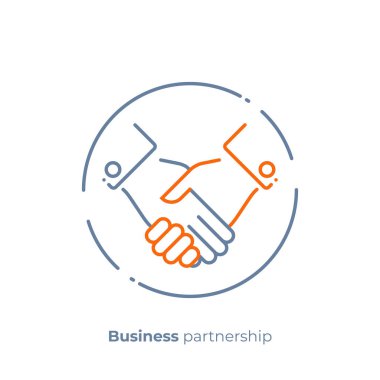 hat sanatı el sıkışma. Takım oluşturma. Modern lineart tarzı ölçeklenebilir vektör simgesi. anahat öğelerini vektör çizim.