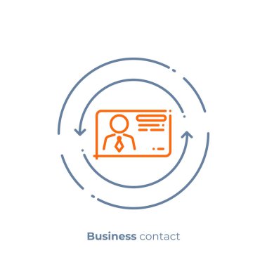 İş temas sanat simge, dijital kartvizit vektör sanat, anahat çevrimiçi profil illüstrasyon