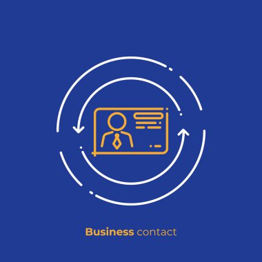 İş temas sanat simge, dijital kartvizit vektör sanat, anahat çevrimiçi profil illüstrasyon