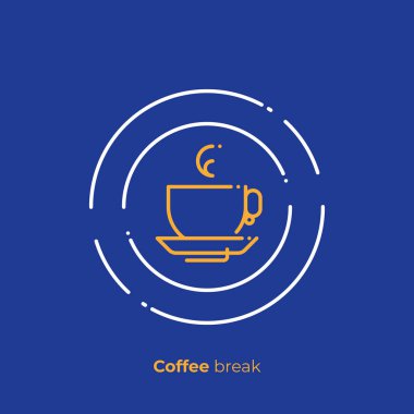 Çay saat hattı sanat simge, kahve fren vektör art, anahat almak bir dinlenme illüstrasyon