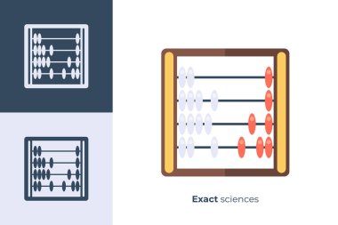 Düz stilde eski ahşap abacus vektör simgesi.