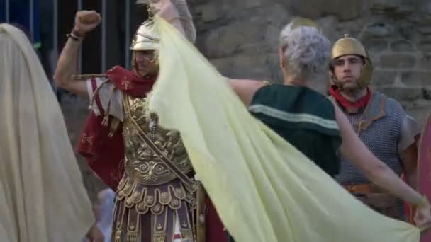 罗马军团战士在重演时间在2017年7月29日在阿雷佐 意大利 — 图库视频影像