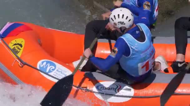 Ruská Federace Pod Pánská Rafting Tým Přípravě Řeky Dora Baltea — Stock video