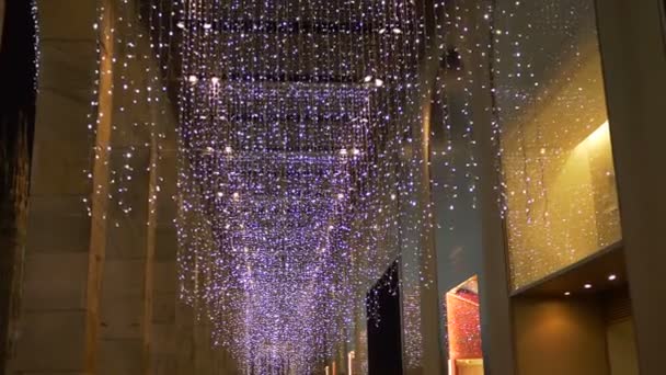 Julbelysning Corso Vittorio Emanuele Nära Duomo December 2017 Milano Italien — Stockvideo