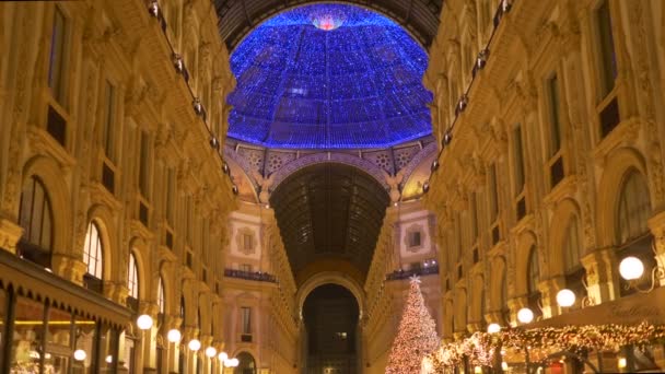 Рождественское Украшение Galleria Vittorio Emanuele December 2017 Милан Италия — стоковое видео