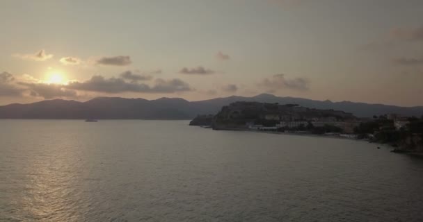 Vista Aérea Mar Portoferraio Uma Antiga Cidade Medieval Promontório Ilha — Vídeo de Stock