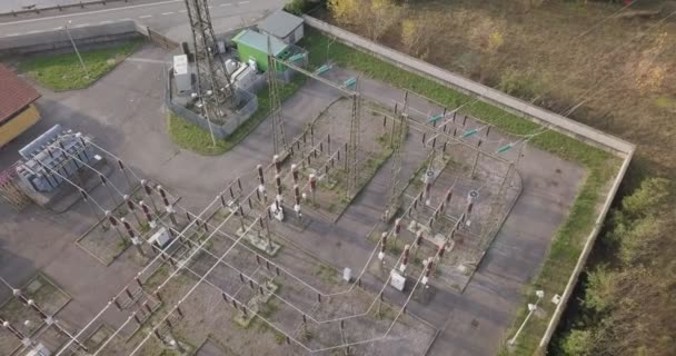Veduta Aerea Una Torre Trasmissione Della Linea Elettrica Una Mattina — Video Stock
