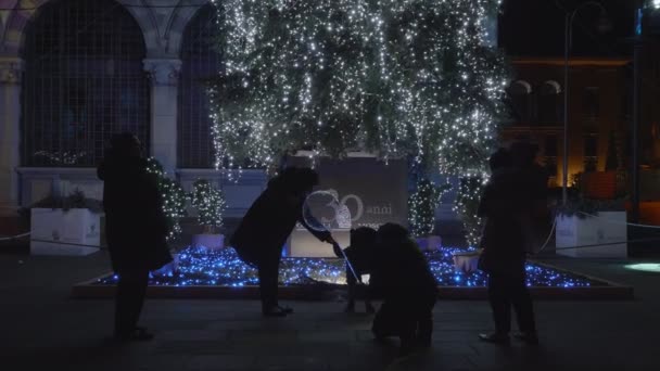 Boże Narodzenie drzewo Como Night Światło — Wideo stockowe