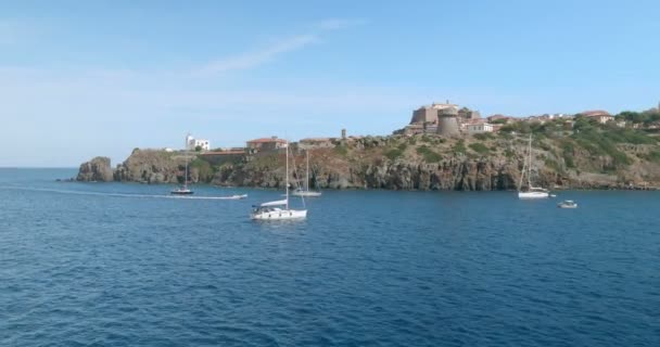 Capraia Island Harbour Sea View — Stock Video