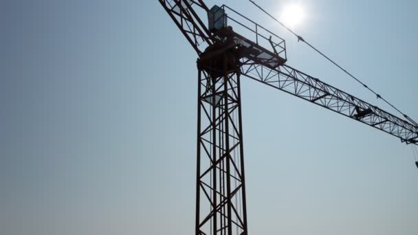 Crane Silouhette Sunlight Sky — стокове відео