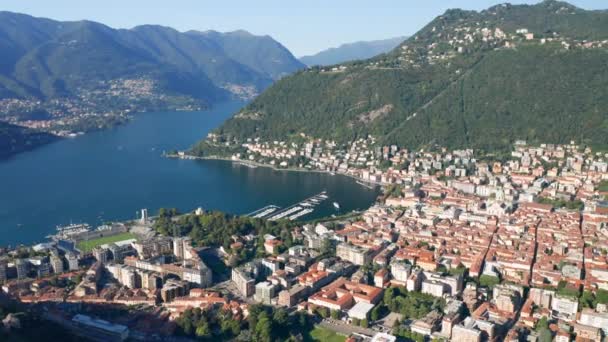 Como City Lake Uitzicht vanuit de lucht — Stockvideo