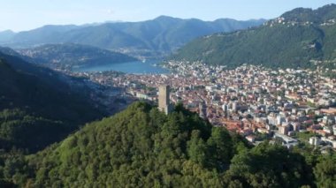 Baradello Şatosu Como Gölü Hava Görüntüsü