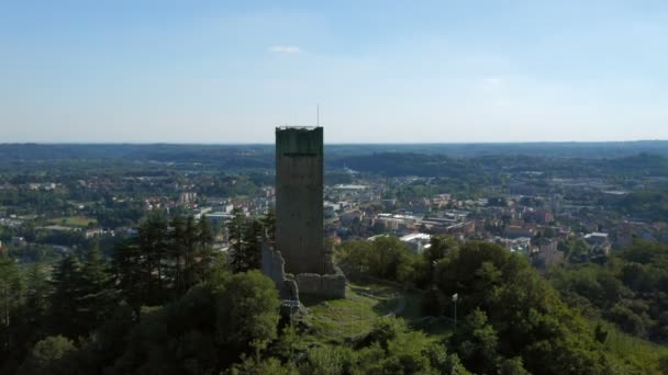 Baradello Schloss Como Luftaufnahme — Stockvideo