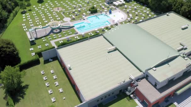 Open Air Pubblic Swimming Pool Aerial View — стокове відео