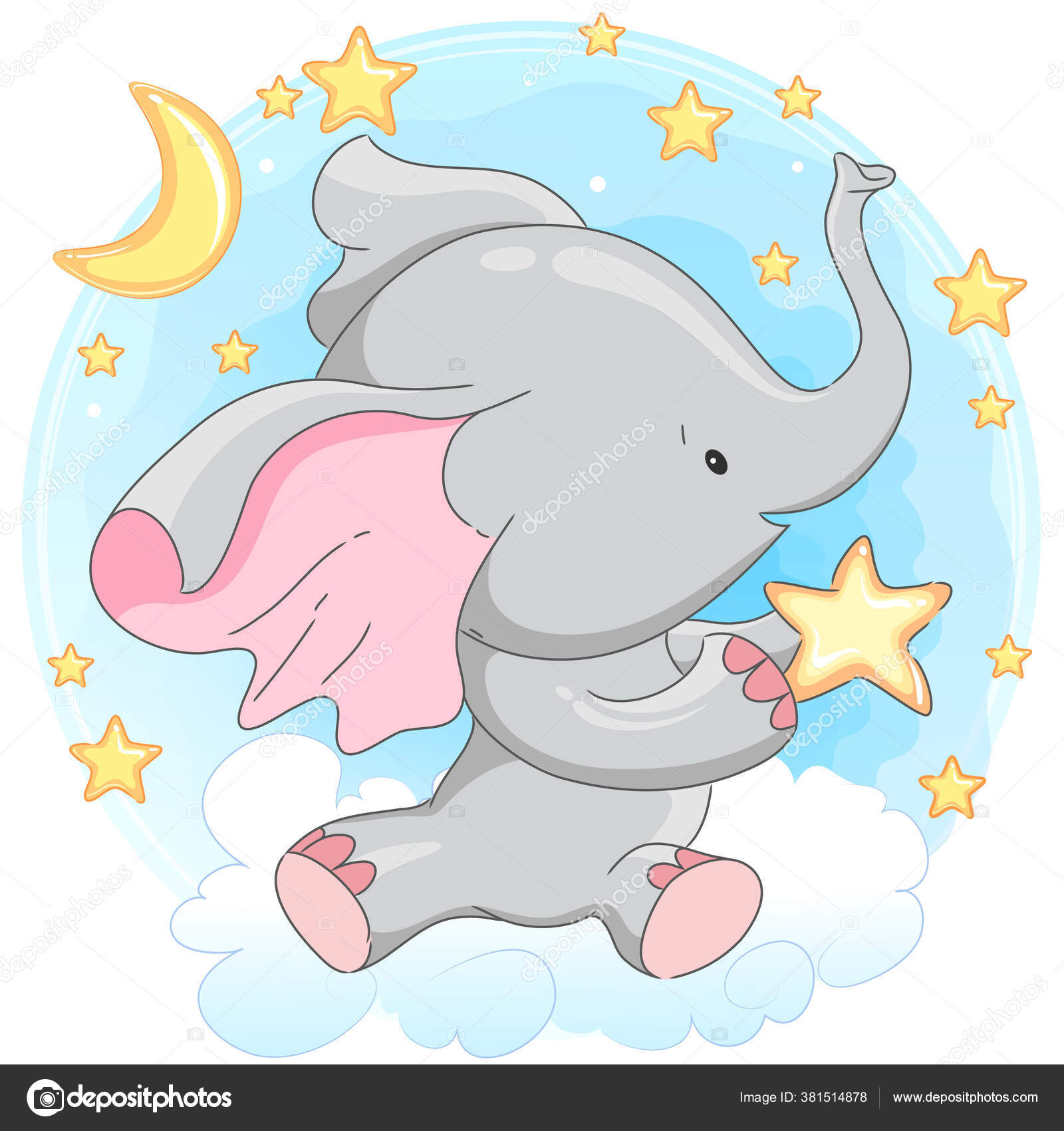 Cute Little Baby Elephant Moon Stars Can Used Children Posters Stock Vector Image By C Sveslatasla Cute Little Baby Elephant Moon Stars Can Used Children Posters Stock Vector Image By C Sveslatasla