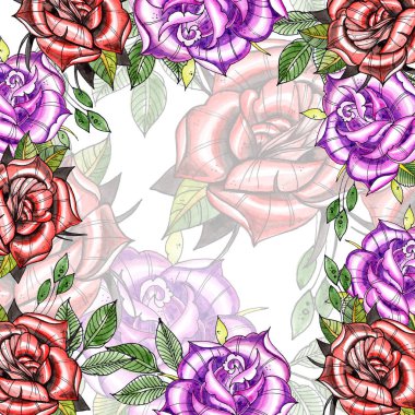 Kır çiçeği çiçek suluboya tarzında yükseldi. Bitki tam adı: Gül, hulthemia, rosa. Arka plan, doku, sarıcı desen, çerçeve veya kenarlık için Aquarelle kır çiçeği. -İllüstrasyon