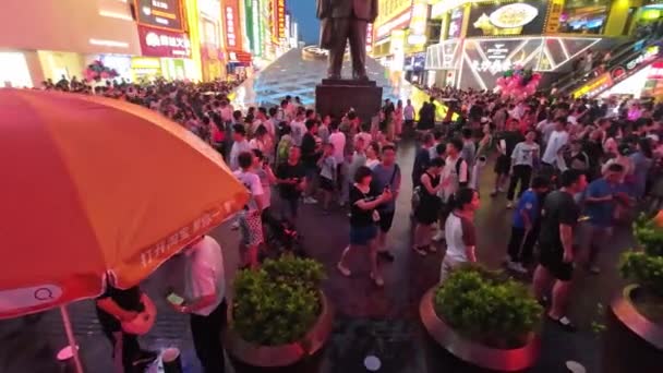 Shanghai Road Cena Rua Comercial Entardecer — Vídeo de Stock