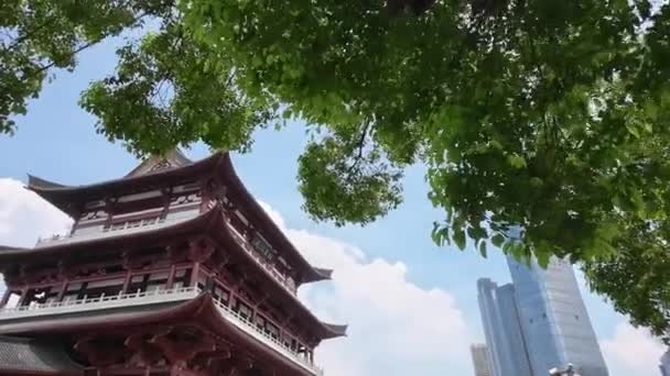 Pavilhão Tianxin Antigo Pavilhão Chinês Localizado Antiga Muralha Cidade Changsha — Vídeo de Stock