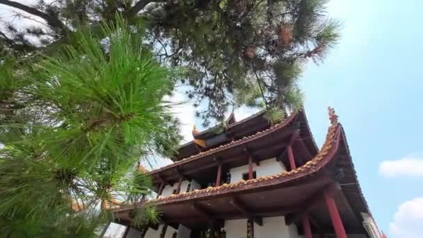 天信馆是位于湖南长沙古城墙上的一座古老的中国馆 — 图库视频影像
