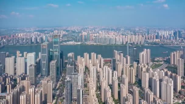 Upływ Czasu Widok Lotu Ptaka Nowoczesne Miasto Chinach Azja — Wideo stockowe