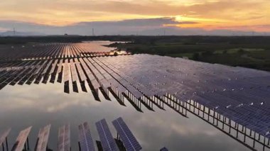 aerial view of solar panels in power plant 